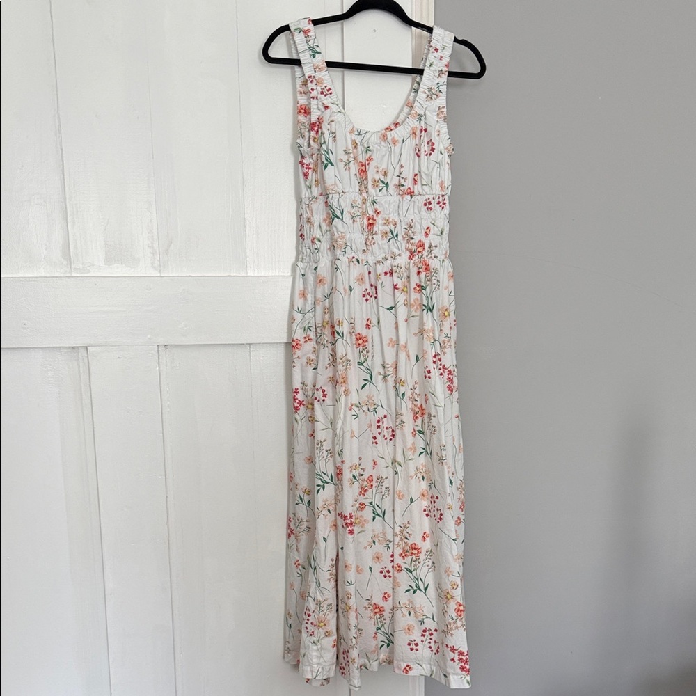 LOFT White Maxi Sundress with Pink & Orange Floral Print - Picture 3 of 6